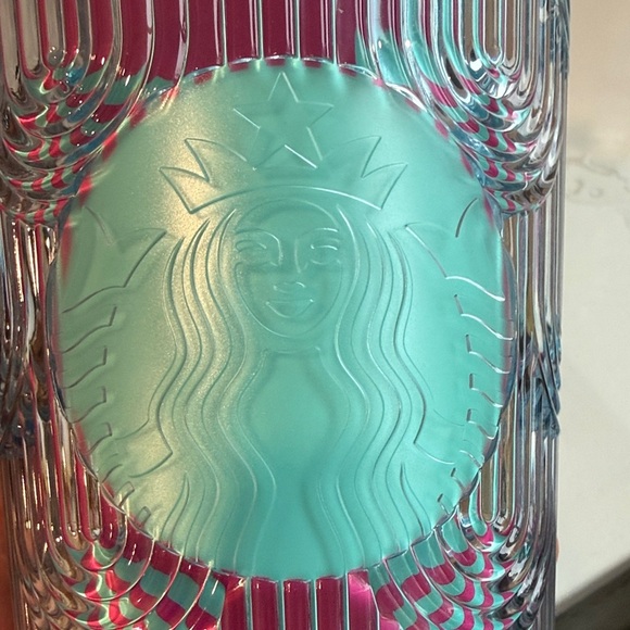Starbucks 2025 Summer Beach Pool Floaty Straw Topper Pink Blue 24 oz Cold Cup - Picture 5 of 6